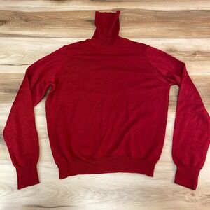 Vintage Bloomingdales Turtleneck Sweater Mens Medium Red 100% Wool